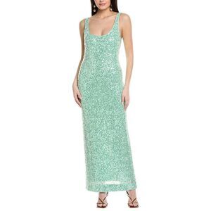Milly Womens Shimmer Stretch Midi Dress, Green